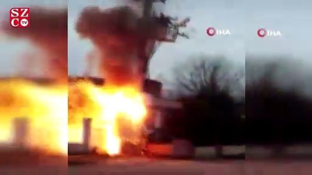 Trafo önce alev aldı, sonra bomba gibi patladı!