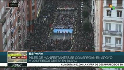 Miles de españoles marchan en apoyo a exmiembros de ETA encarcelados