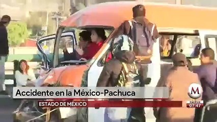Choque entre combi y tráiler en la México-Pachuca deja al menos 10 heridos