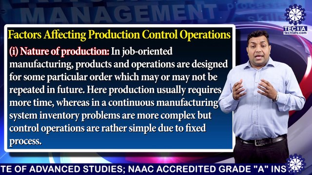 BBA || Dr. Rohtash Kumar || Factors Affecting Production Control Operations || TIAS || TECNIA TV