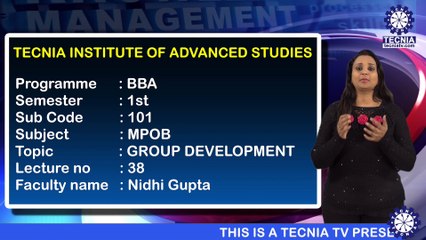 BBA || Dr. NIDHI GUPTA || GROUP DEVELOPMENT || TIAS || TECNIA TV