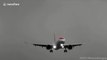 EasyJet plane wobbles in crosswinds while landing at Bristol Airport during Storm Brendan