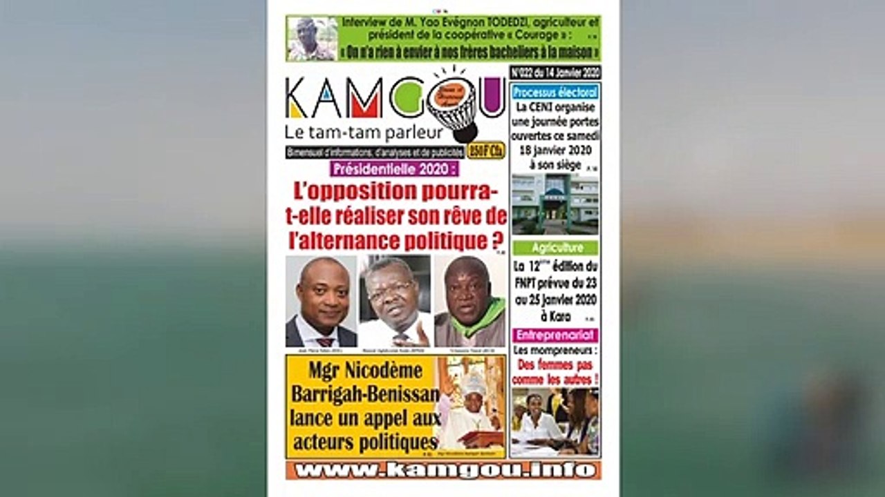 Une des journaux parus ce mardi 14 janvier 2020