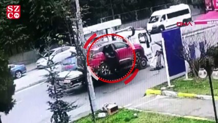 Yaşlı kadının çekicinin kaldırdığı araçtan düşme anı kamerada