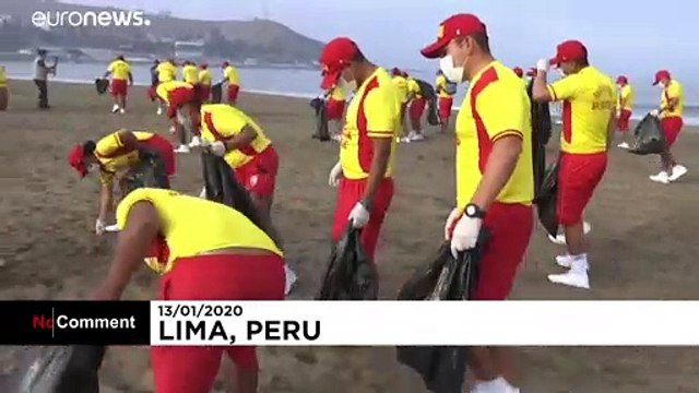 Massive beach clean up campaign from Peru's Pacific beaches to Lake Titicaca