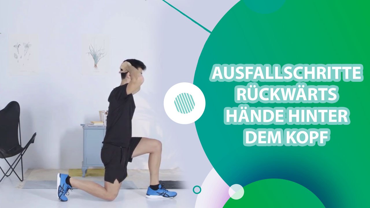 Ausfallschritte rückwärts, Hände hinter dem Kopf - Du Bist Fit