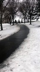 Ice Skating on the Sidewalk in Minnesota
