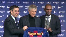 Quique Setién es presentado como nuevo entrenador del FC Barcelona