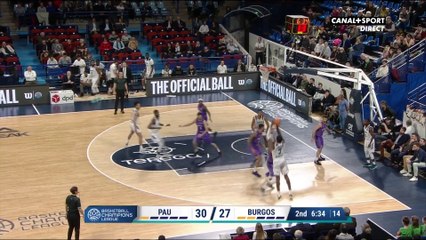 Ibekwe rentre un 3 points hyper contesté ! - Basketball Champions League / Pau - Burgos