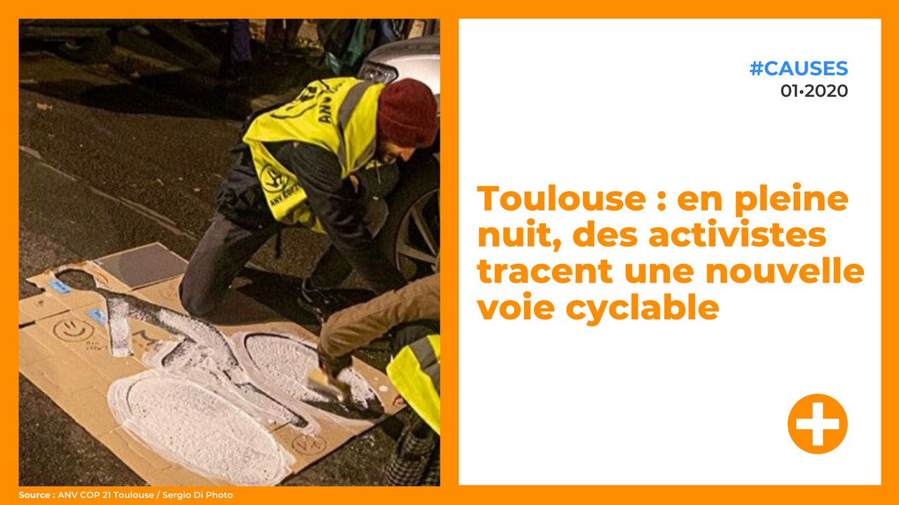 Toulouse : en pleine nuit, des activistes tracent une nouvelle voie cyclable
