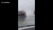 Storm Brendan: Couple on school run capture waves crashing over cars on Southend seafront