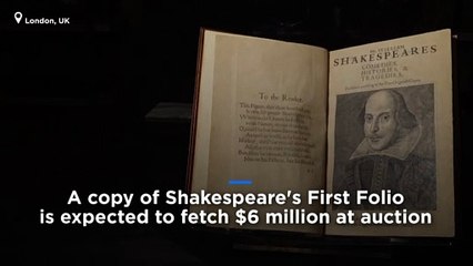 Shakespeare's First Folio: Rare 1623 collection expected to fetch $6m at auction