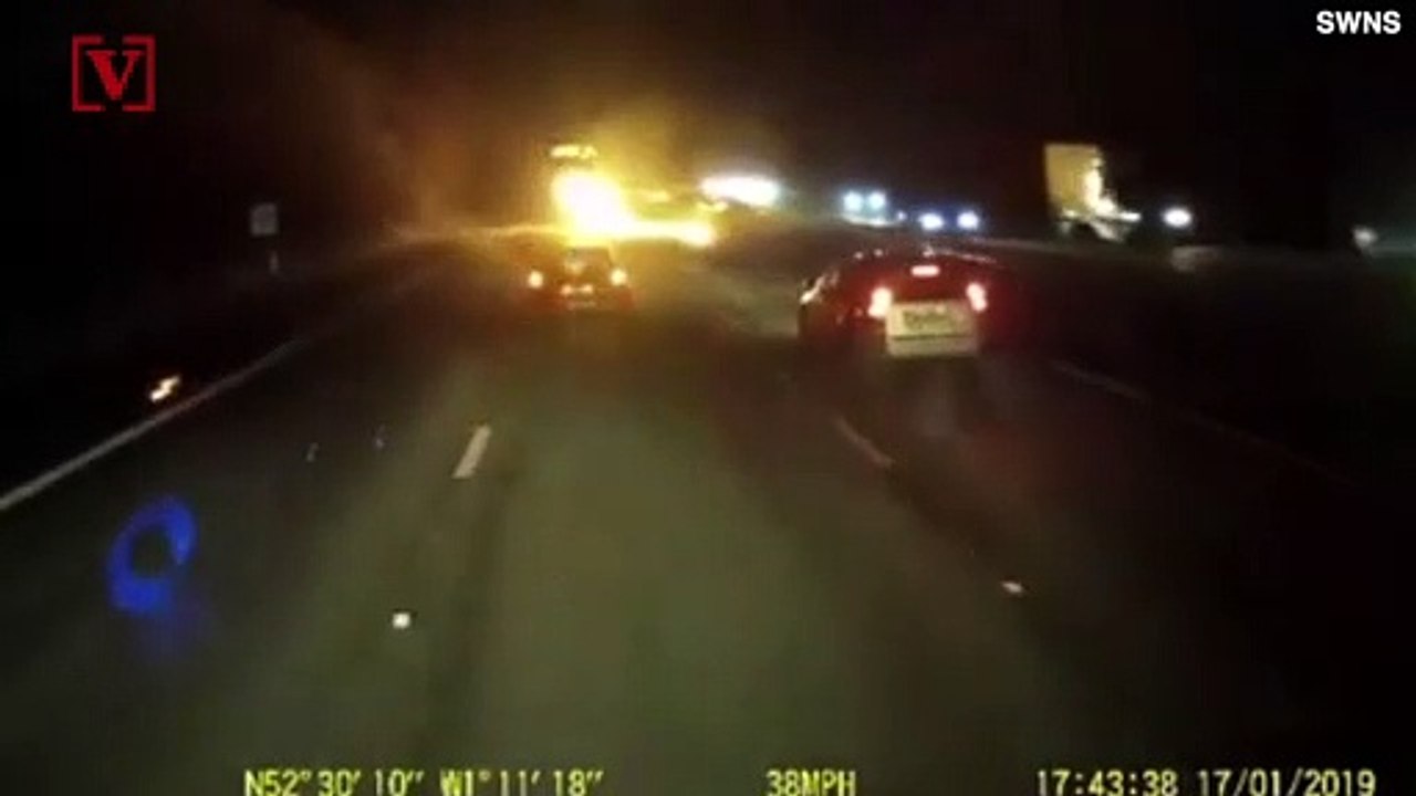 Shocking Footage Shows Hero Truck Driver Saving...