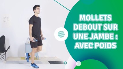 Mollets debout sur une jambe  avec poids - Santé Physique