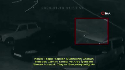 Park halindeki araçların camlarını kırarak soyan hırsız kameraya yakalandı