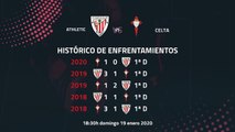 Previa partido entre Athletic y Celta Jornada 20 Primera División