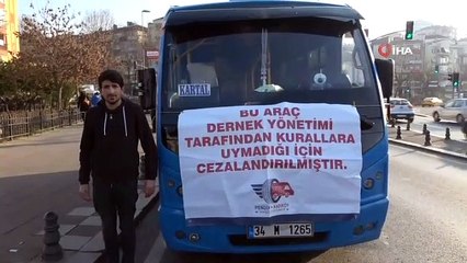 Kurallara uymayan minibüs şoförlerine pankartlı ceza