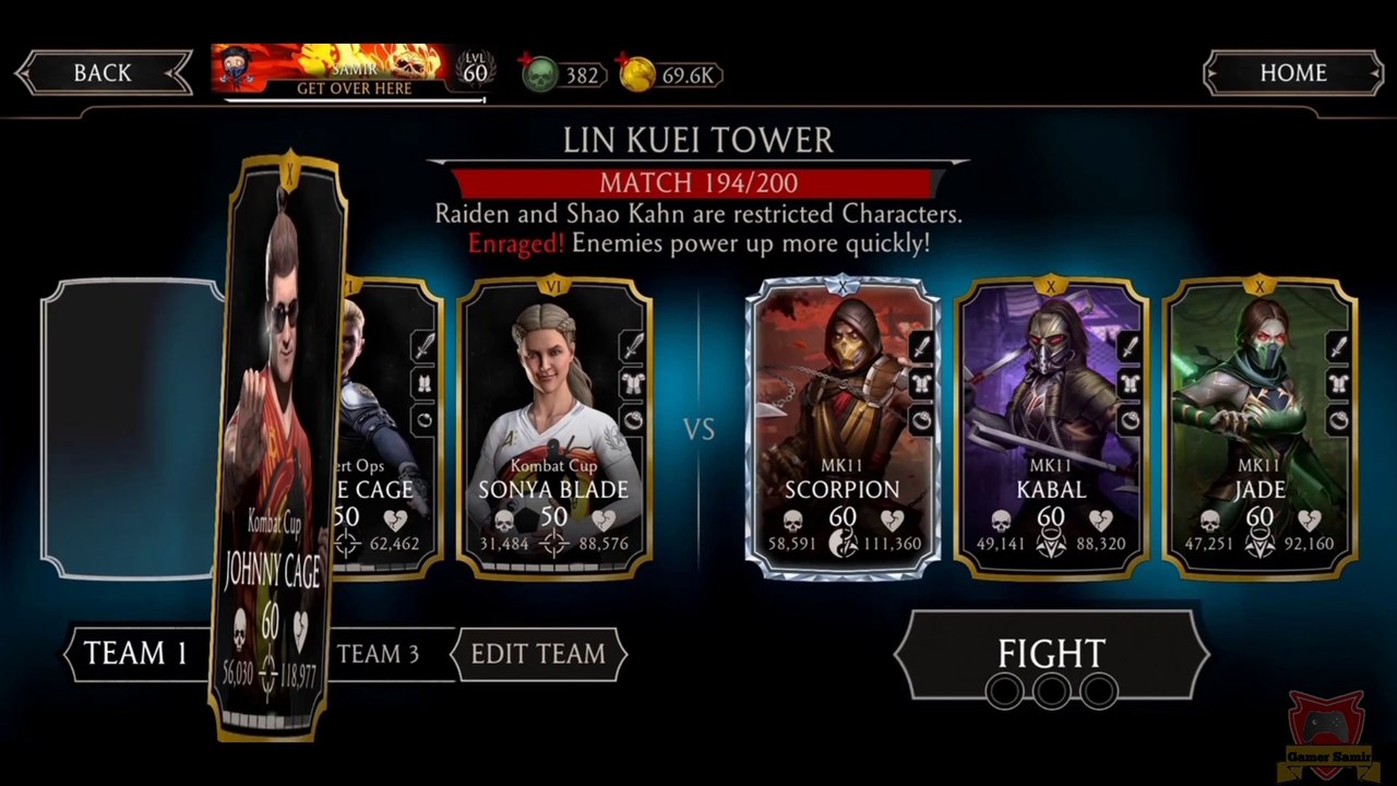 Battle 194 in Lin Kuei of Mortal Kombat Mobile