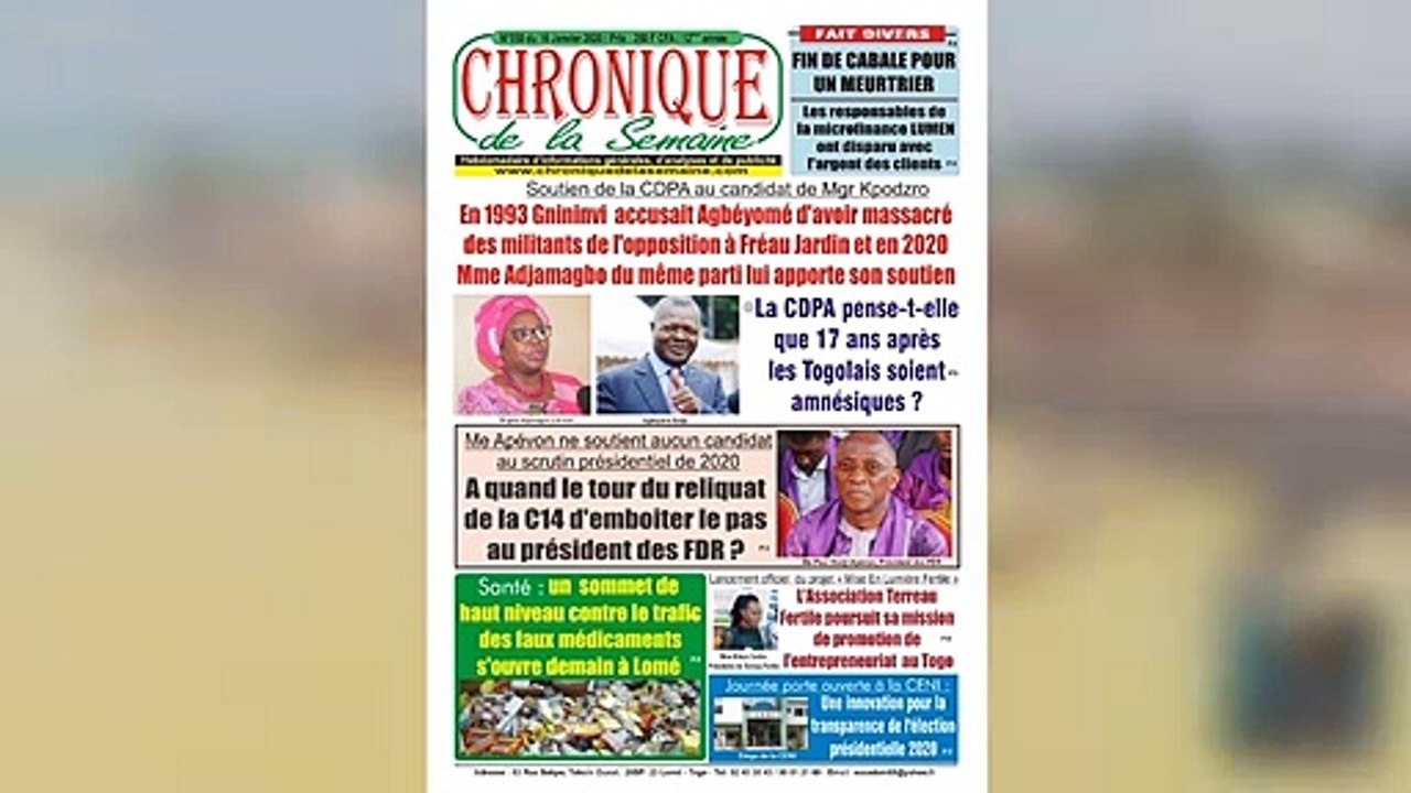 La une des journaux parus ce jeudi 16 janvier 2020