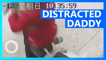 Distracted dad almost puts son through X-ray scanner