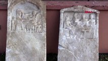 Balıkesir yağmur sularının ortaya çıkardığı mezar stelleri, roma dönemine aitmiş