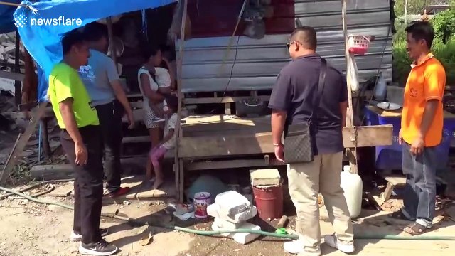 Five-year-old girl miraculously survives from being knocked over by truck and flung 20ft down the road