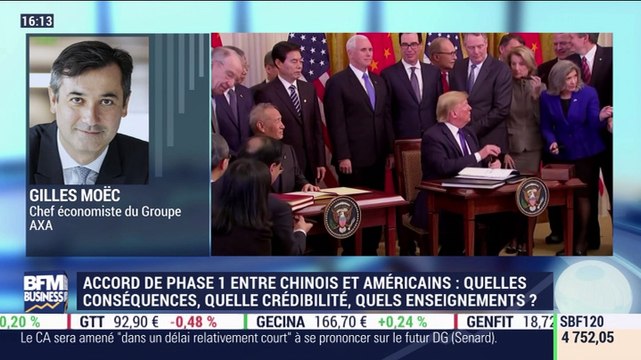 Gilles Moëc (Groupe AXA): Accord de phase 1 entre Chinois et Américains, quelles conséquences, quelle crédibilité, quels enseignements ? - 16/01