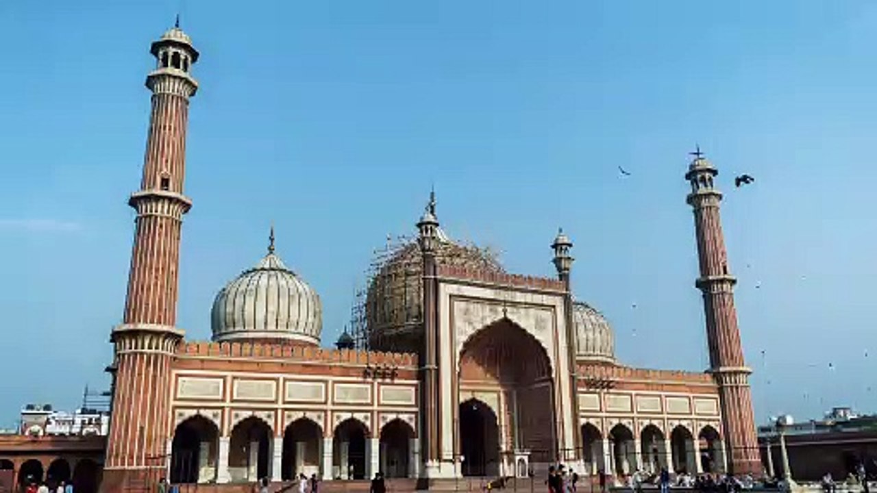 Mosque Undergoing Repairs of Dome Roof Drone Footage