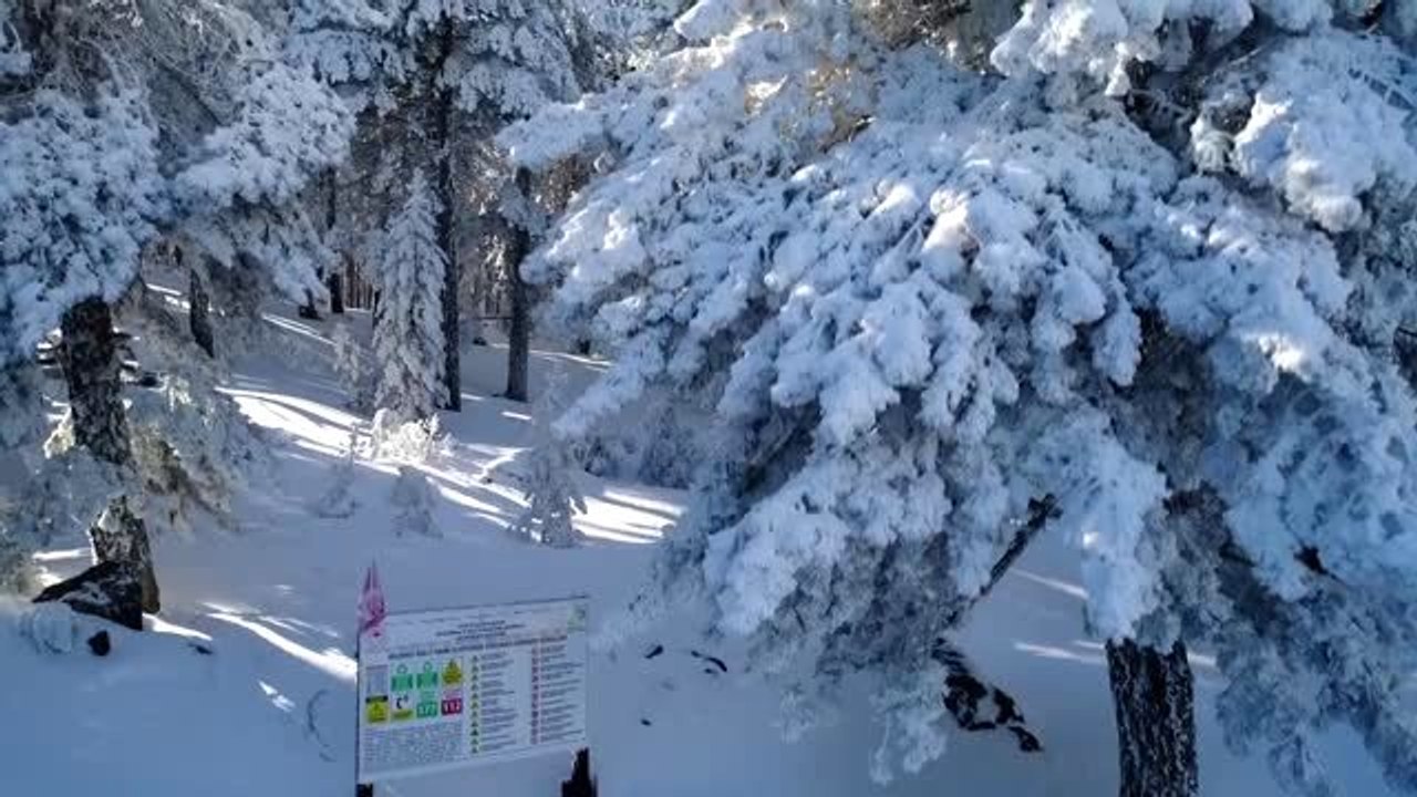 Kazdağı Milli Parkı'ndan kuş bakışı kartpostallık "kış" görüntüleri