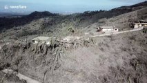 Drone footage captures the colour-drained aftermath of the Taal volcano eruption in the Philippines