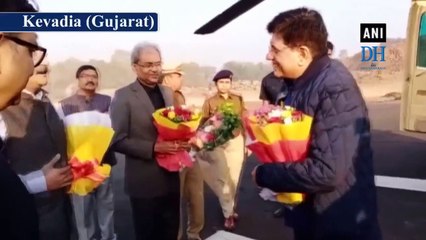 Piyush Goyal visits Statue of Unity in Gujarat