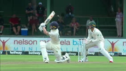 Stokes knocks Maharaj out the ground