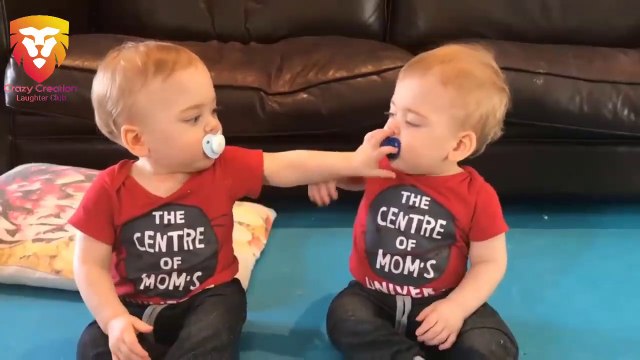 Twin Babies Fight Over Pacifier - Funny Baby Videos