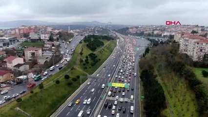 İstanbul'da trafik yoğunluğu -havadan fsm