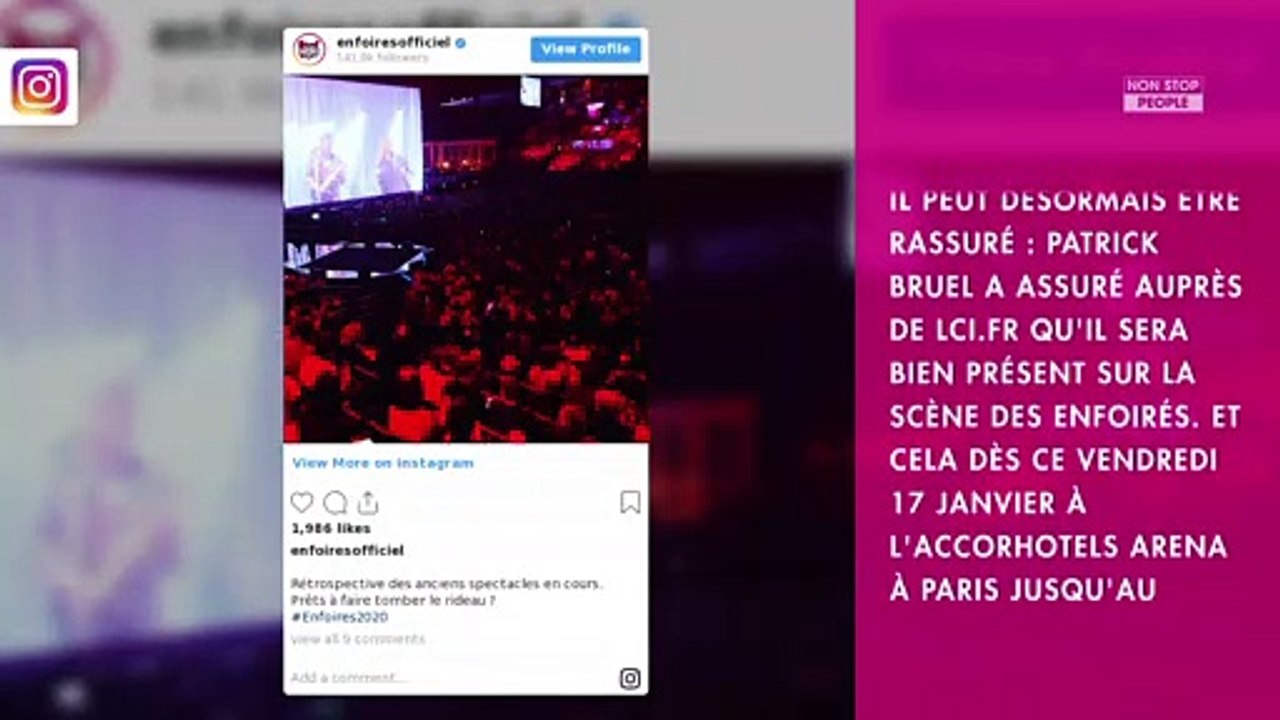 Patrick Bruel blessé pendant les Enfoirés : le chanteur rassure