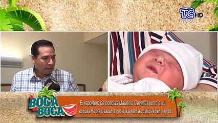 El reportero de noticias Mauricio Cevallos junto a su esposa Rosita Cascante nos presenta a su hijo rencién nacido
