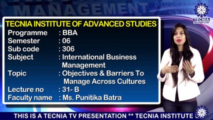 BBA || Ms. Punitika Batra || Objectives And Barriers || TIAS || TECNIA TV
