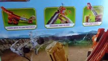 DINOTRUX Skya's Tall Tail Slide Playset Toy Review Video with Skya, Revvit and 2 Scraptors-