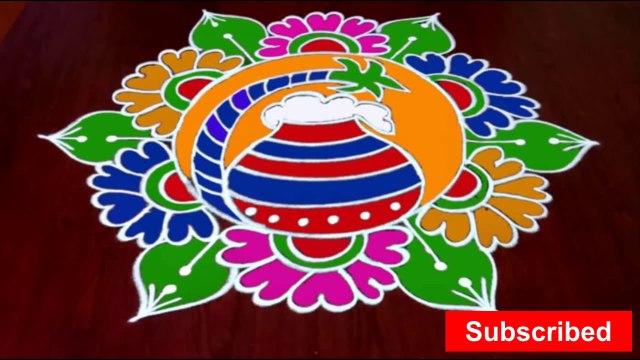 Latest Easy Pongal Pot Rangoli 2020 | Sankranthi Muggulu 2020 |New Sankranthi Special Rangoli 2020