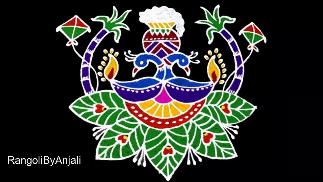 Pongal Rangoli 2020 || 5x1 Dots Pongal Pot Kolam | MakarSankranthi ...