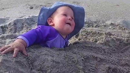 Relaxing Babies on The Beach ;Funny Babies and Pets