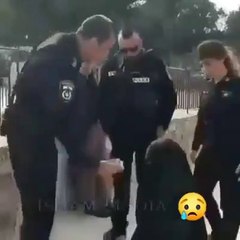 Israeli terrorist army intervenes during a prayer to a Muslim