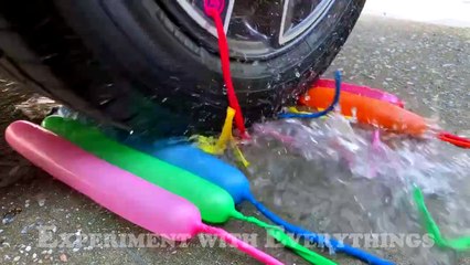 Crushing Crunchy & Soft Things by Car! Experiment- Long Balloons vs Car