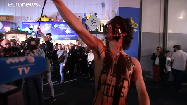 Extinction Rebellion climate activists disrupt Brussels motor show