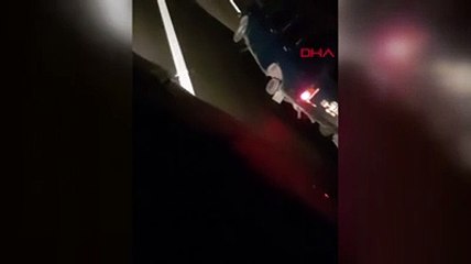 Otobanda tek tekerle 80 km. hız yaparak ilerledi