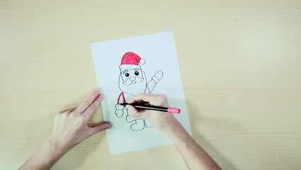 DIBUJO PAPA NOEL KAWAII PASO A PASO