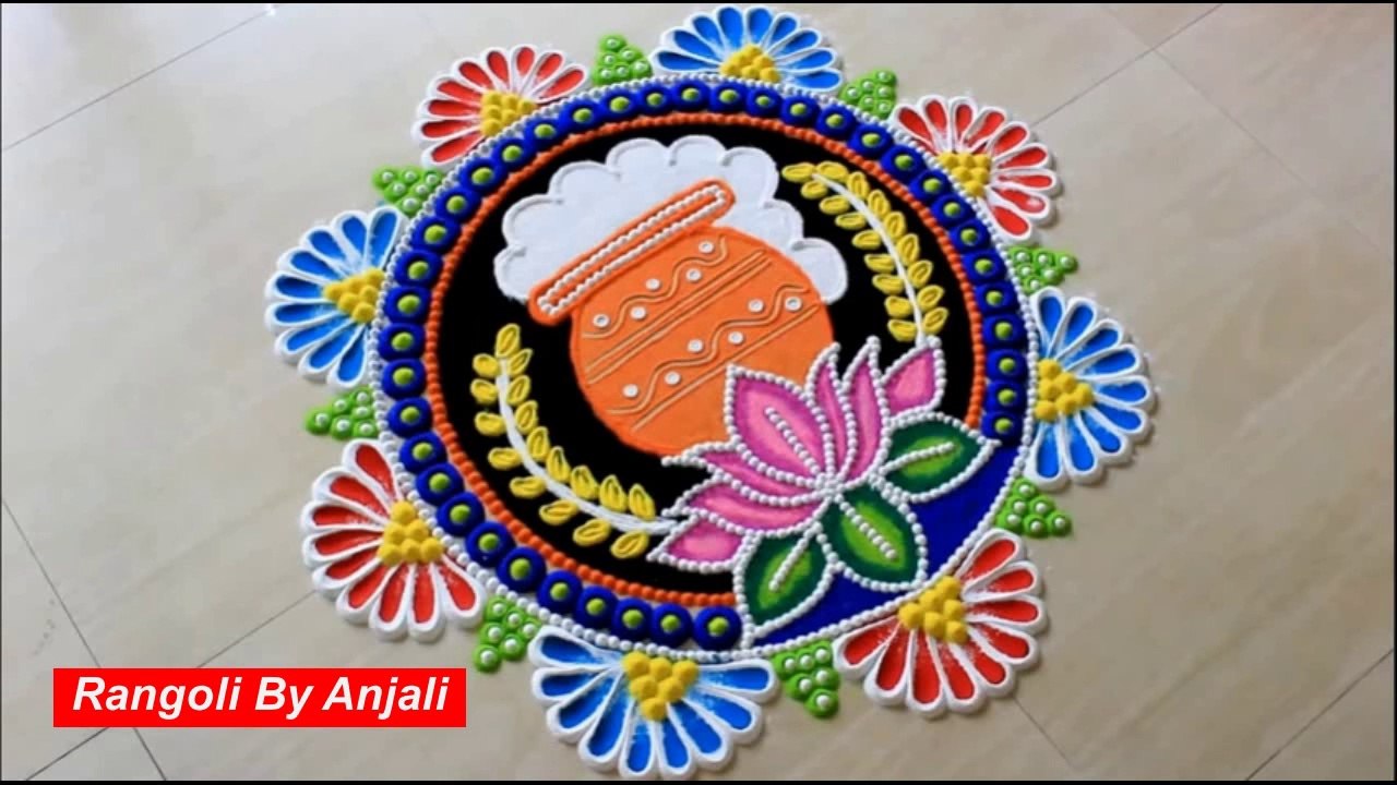 Pongal Rangoli 2020 | 5x3 Middle Dots Pongal Kolam || Pongal ...