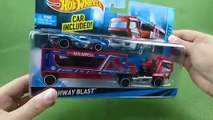 Unboxing Hotwheels Semi Truck Car Hauler Highway Blast City Diecast Toys