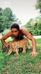 Lion Trained by Human Friendly Behaviour