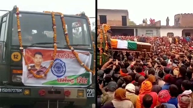 कारगिल में शहीद हुए धर्मेंद्र का पार्थिव शरीर पहुंचा गांव, अंतिम दर्शन के लिए उमड़ा जनसैलाब